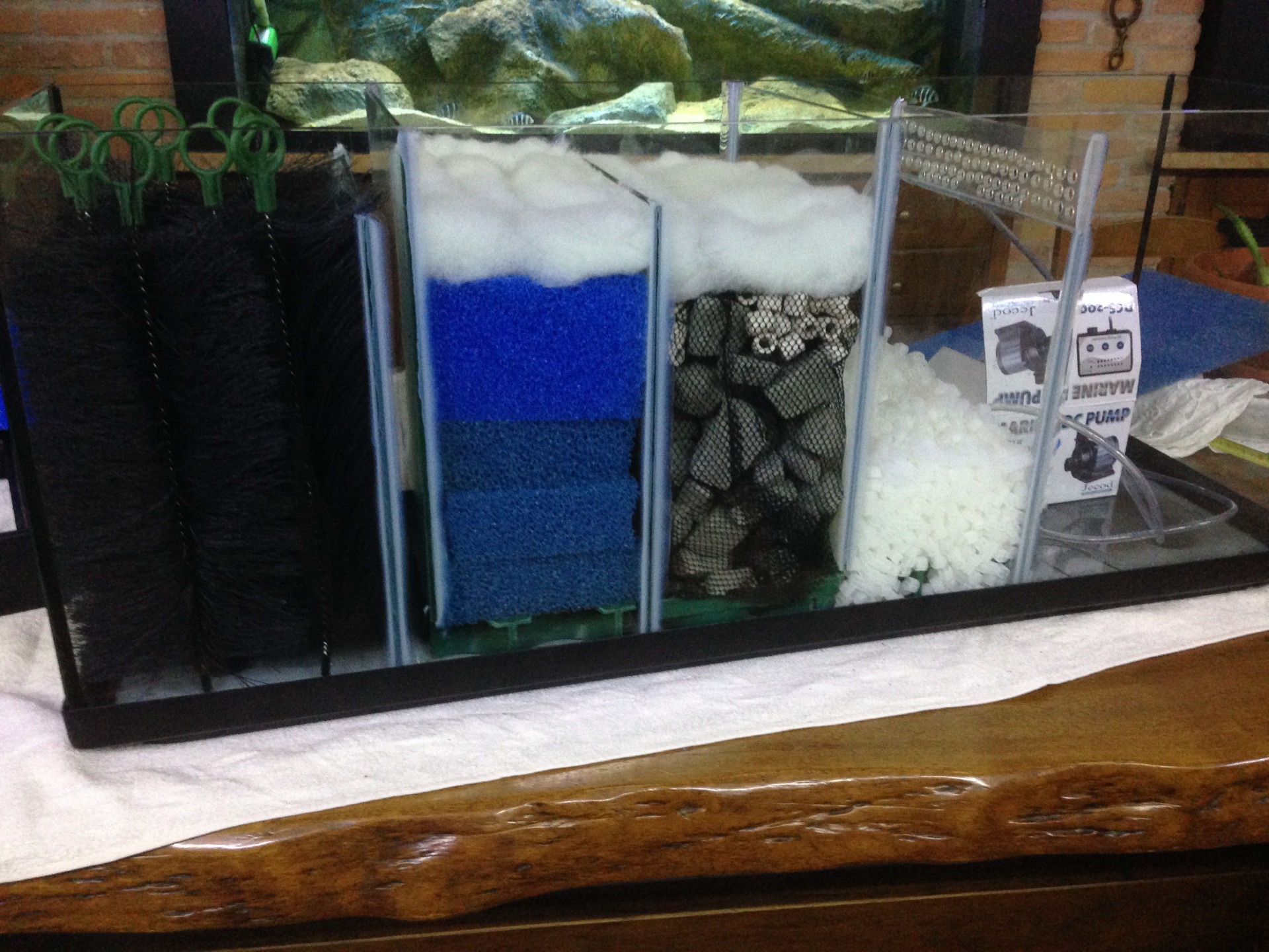 Sump vetro 100x50x50 materiali filtranti meccanici e biologici 